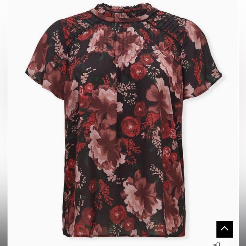 Torrid size 5 Georgette Lace Inset Blouse in floral black